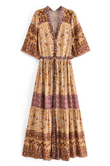 Maxi Dress, Boho Dress, Gown, Adrienne Oasis and Desert - Wild Rose Boho