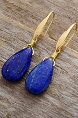 Boho Earrings, Dangle Earrings, Teardrop Blue Lapise - Wild Rose Boho