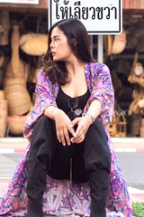 Boho Robe, Kimono Robe, Forest in Purple - Wild Rose Boho