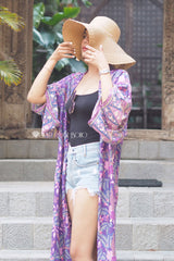 Boho Robe, Kimono Robe, Forest in Purple - Wild Rose Boho