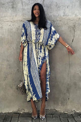 Beach Dress, Cover Up, Kaftan Dress, Blue Tie Dry - Wild Rose Boho