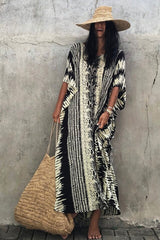 Beach Dress, Cover Up, Kaftan Dress, Black Tie Dry - Wild Rose Boho