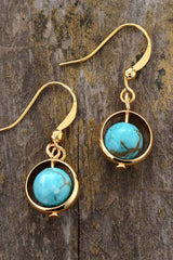 Boho Earrings, Dangle Earrings, Moon Blue Turquoise, Jasper, Lava - Wild Rose Boho