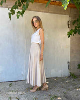 Boho Skirt, Hippie Skirts, Midi Pleated Skirt, Light Tone