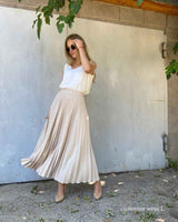Boho Skirt, Hippie Skirts, Midi Pleated Skirt, Light Tone