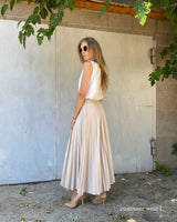 Boho Skirt, Hippie Skirts, Midi Pleated Skirt, Dark Tone