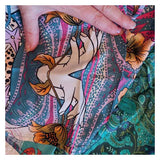 Boho Robe – “Oceane Moonlight” Lightweight Green & Pink Short Kimono Cover-Up for Lounge & Beach