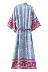 Boho Robe, Kimono Robe, Tayanna Blue Lily of the Nile - Wild Rose Boho