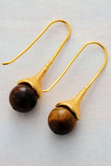Boho Earrings, Dangle Earrings, Blue Lapis and Tiger Eye - Wild Rose Boho