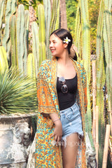 Boho Robe, Kimono Robe, Calla in Orange - Wild Rose Boho
