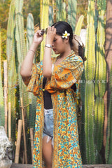 Boho Robe, Kimono Robe, Camila Calla in Orange - Wild Rose Boho