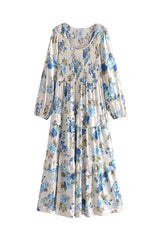 Boho Maxi Dress - Gown - Adrienne Blue Naomie - Bohemian Style - Elegant Evening Dress