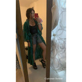 Boho Robe, Beach Robe, Black, Hoodie Robe Green Pink Tie Dry - Wild Rose Boho