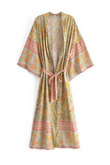 Boho Robe, Kimono Robe, Beach Cover up, Green Sierra Lace