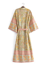 Boho Robe, Kimono Robe, Beach Cover up, Green Sierra Lace