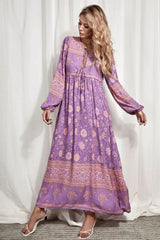 Gown Dress, Boho Maxi Dress, Loose Dress, Purple Anna Wild Rose