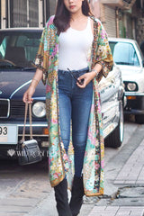 Boho Robe, Kimono Robe, Camila Peacock in Gold Green - Wild Rose Boho
