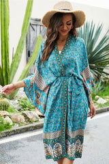 Boho Robe, Kimono Robe,  Beach Cover up, Aubrey Scilla in Pink and Green