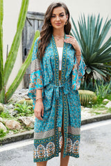Boho Robe, Kimono Robe,  Beach Cover up, Aubrey Scilla in Pink and Green