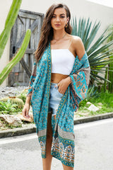 Boho Robe, Kimono Robe,  Beach Cover up, Aubrey Scilla in Pink and Green