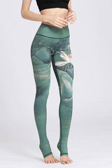 Boho Yoga Legging, Printed Tight, Green Lotus - Wild Rose Boho
