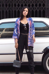 Boho Robe, Kimono Robe, Blue Eclipse Flower - Wild Rose Boho