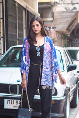 Boho Robe, Kimono Robe, Blue Eclipse Flower - Wild Rose Boho