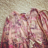 Boho Dress, Gown, Flower Garden in Pink, Blue and Yellow - Wild Rose Boho