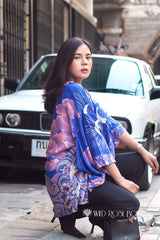 Boho Robe, Kimono Robe, Blue Eclipse Flower - Wild Rose Boho