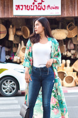 Boho Robe, Kimono Robe, Lily-Lotus in Green - Wild Rose Boho