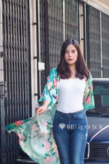 Boho Robe, Kimono Robe, Lily-Lotus in Green - Wild Rose Boho