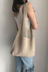 Boho Bag, Tote Bags, Crochet Tote, Knitted Shopper Handbags in Black, Beige, Brown and 10 colors