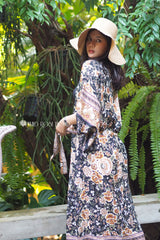 Boho Robe, Kimono Robe, Rosa Black Midnight - Wild Rose Boho