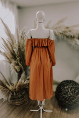 Midi Dress, Boho Vintage Dress, Smocked Dress, Honey in Green, Pink, Orange, Yellow and Red - Wild Rose Boho