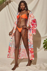 Boho Robe, Kimono Robe, Irma Peony Pigeon in Red - Wild Rose Boho