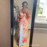 Boho Robe, Kimono Robe, Irma Peony Pigeon in Red - Wild Rose Boho