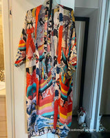 Boho Robe, Kimono Robe, Beach Cover up, Red Harajku