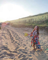 Boho Robe, Kimono Robe, Beach Cover up, Red Harajku