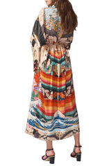 Boho Robe, Kimono Robe, Beach Cover up, Red Harajku