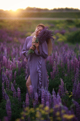 Maxi Dress, Boho Vintage Pleated Dress, Josephine Gown in Purple, Yellow, Pink and Brown