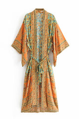 Boho Robe, Kimono Robe, Calla in Orange - Wild Rose Boho