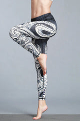 Boho Yoga Legging, Printed Tight, Black Octopus - Wild Rose Boho