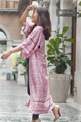 Boho Robe, Kimono Robe, Pink Susan Vine - Wild Rose Boho