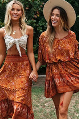 Mini Dress, Boho Dress, Sundress, Wild Floral in Indian Spice - Wild Rose Boho