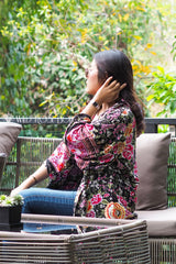 Boho Robe, Kimono Robe, Pink Night Blooming - Wild Rose Boho