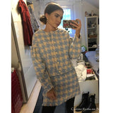 Autumn Winter 2 Piece Set, Matching Wool Plaid Jacket and Mini Skirt, Vintage Winter in Blue-White - Wild Rose Boho