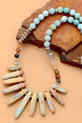 Boho Necklace, Brown Agate, Jasper and Seeds - Wild Rose Boho