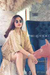 Boho Robe, Kimono Robe, Gold Tiger - Wild Rose Boho