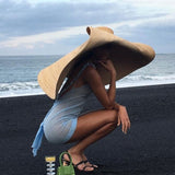 Boho Hat, Sun Hat, Beach Hat, Extra Large Wide Brim Straw Hat (45 cm) - Wild Rose Boho