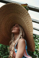 Boho Hat, Sun Hat, Beach Hat, Extra Large Wide Brim Straw Hat (45 cm) - Wild Rose Boho